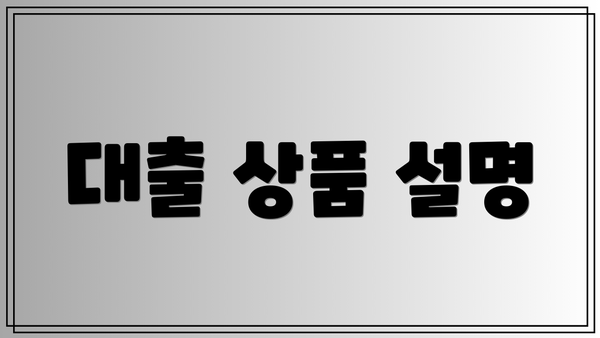 대출 상품 설명