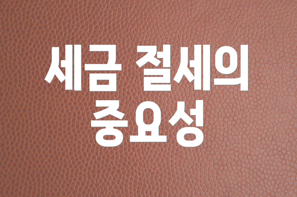 세금 절세의 중요성