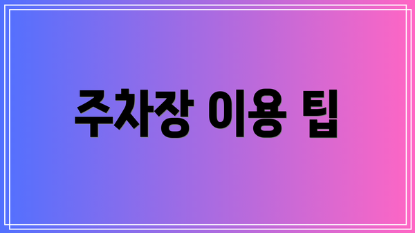 주차장 이용 팁