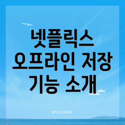 넷플릭스 오프라인 저장 기능 소개