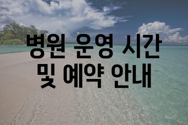 병원 운영 시간 및 예약 안내
