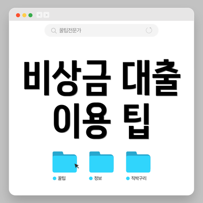 비상금 대출 이용 팁