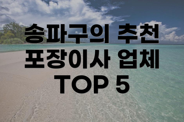 송파구의 추천 포장이사 업체 TOP 5