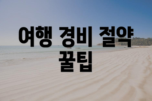 여행 경비 절약 꿀팁