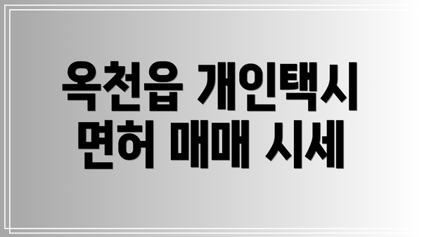 옥천읍 개인택시 면허 매매 시세