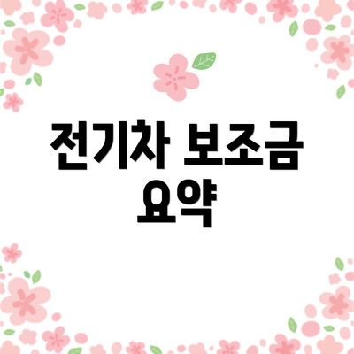 전기차 보조금 요약