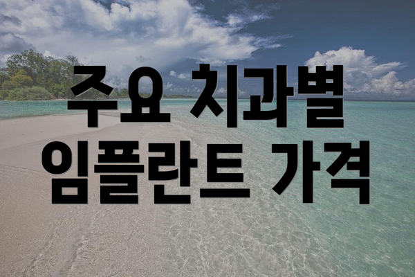 주요 치과별 임플란트 가격