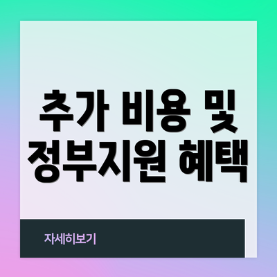 추가 비용 및 정부지원 혜택