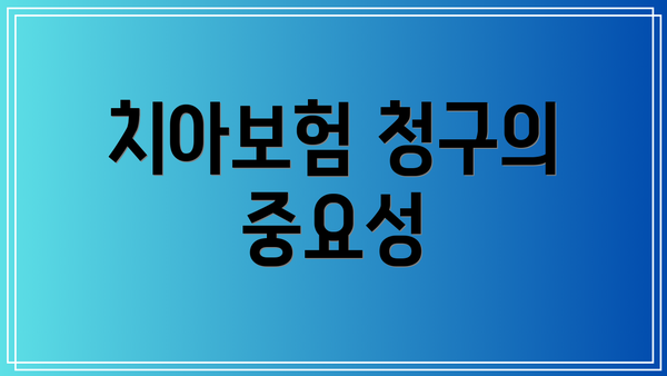 치아보험 청구의 중요성