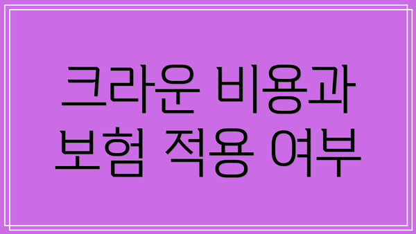 크라운 비용과 보험 적용 여부