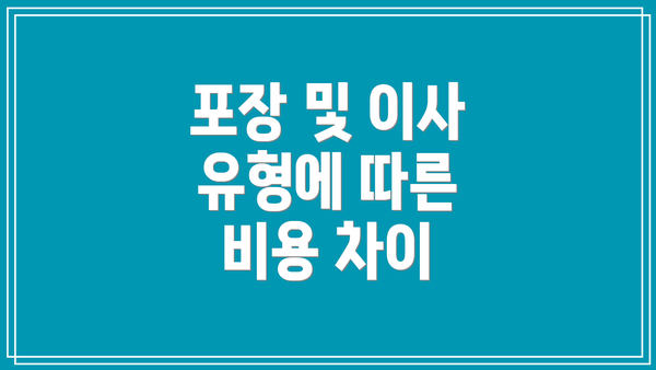 포장 및 이사 유형에 따른 비용 차이