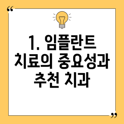 1. 임플란트 치료의 중요성과 추천 치과