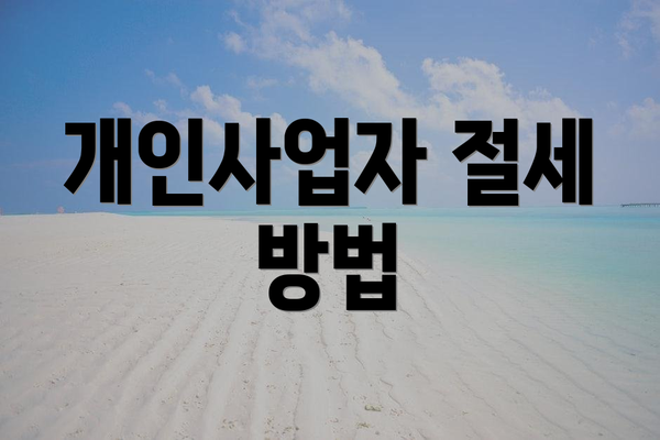 개인사업자 절세 방법