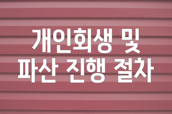 개인회생 및 파산 진행 절차
