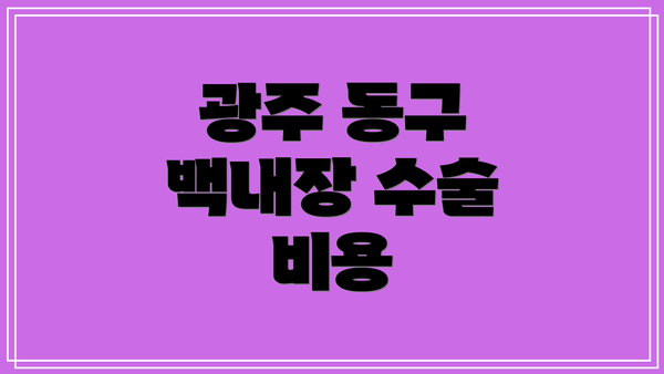 광주 동구 백내장 수술 비용