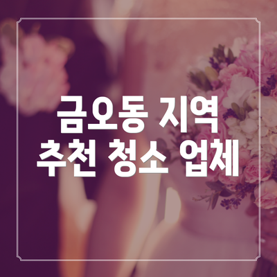 금오동 지역 추천 청소 업체
