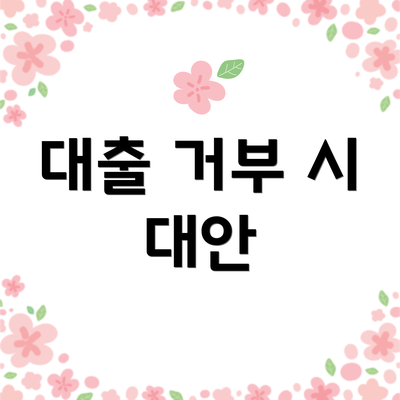 대출 거부 시 대안