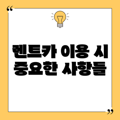렌트카 이용 시 중요한 사항들