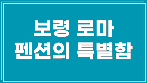 보령 로마 펜션의 특별함