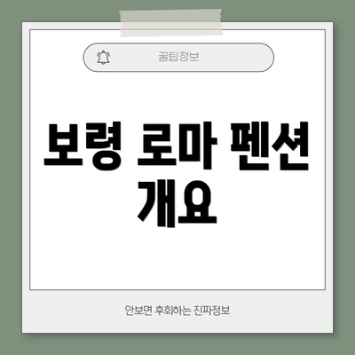 보령 로마 펜션 개요