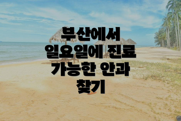 부산에서 일요일에 진료 가능한 안과 찾기
