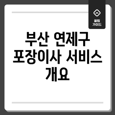 부산 연제구 포장이사 서비스 개요