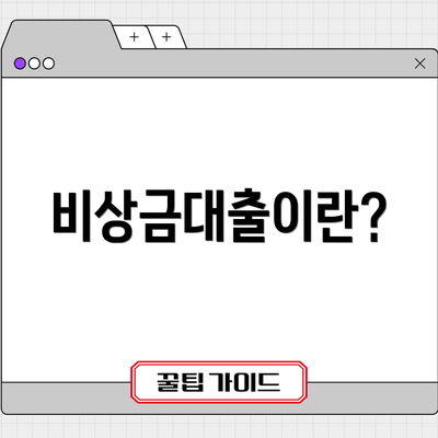 비상금대출이란?