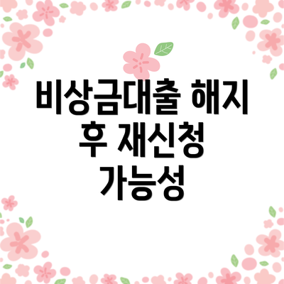 비상금대출 해지 후 재신청 가능성