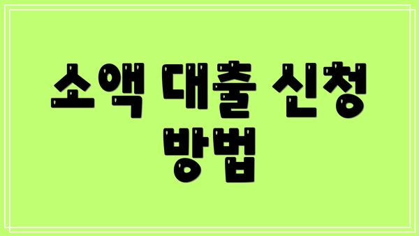 소액 대출 신청 방법