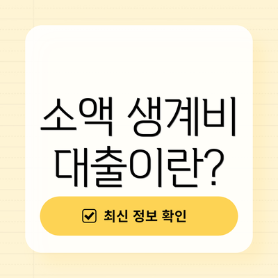 소액 생계비 대출이란?