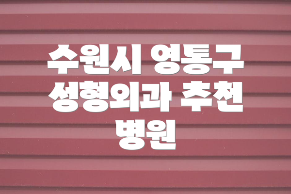 수원시 영통구 성형외과 추천 병원