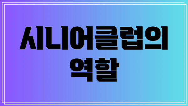시니어클럽의 역할