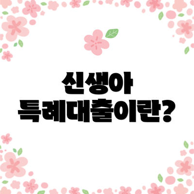 신생아 특례대출이란?