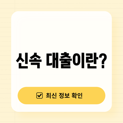 신속 대출이란?