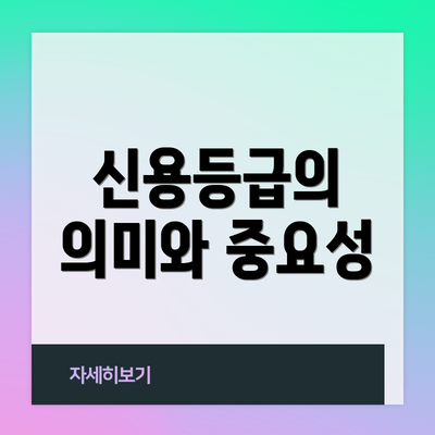 신용등급의 의미와 중요성