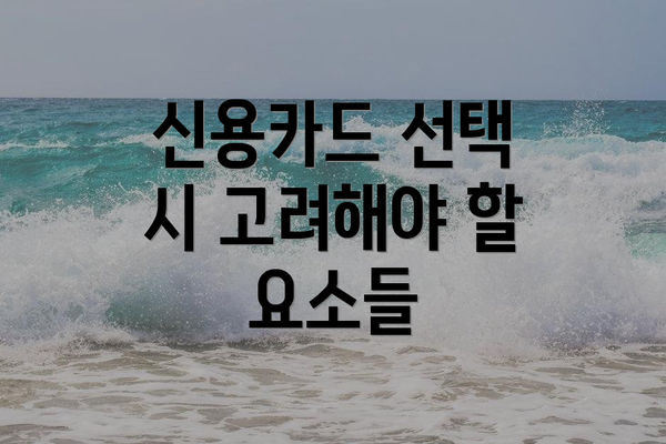 신용카드 선택 시 고려해야 할 요소들