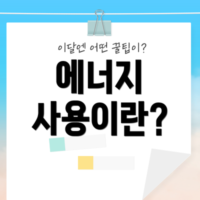 에너지 사용이란?