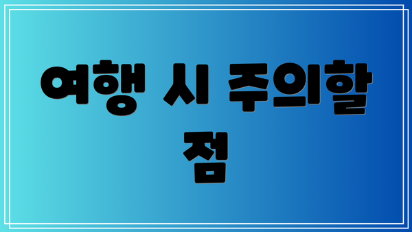 여행 시 주의할 점