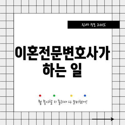 이혼전문변호사가 하는 일
