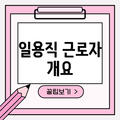 일용직 근로자 개요