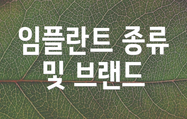 임플란트 종류 및 브랜드
