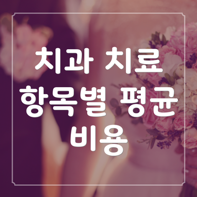 치과 치료 항목별 평균 비용