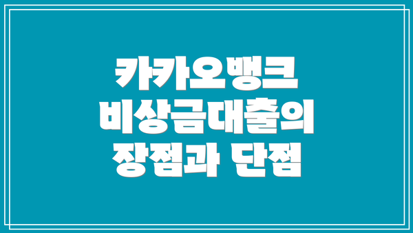 카카오뱅크 비상금대출의 장점과 단점
