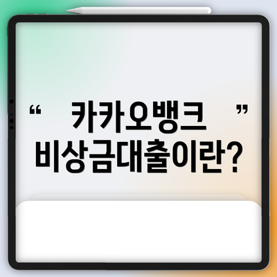 카카오뱅크 비상금대출이란?