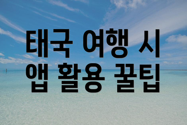태국 여행 시 앱 활용 꿀팁