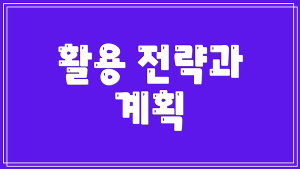 활용 전략과 계획