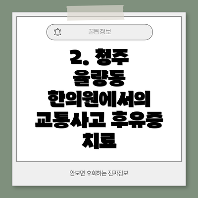 2. 청주 율량동 한의원에서의 교통사고 후유증 치료
