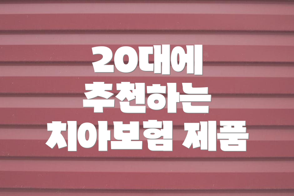 20대에 추천하는 치아보험 제품