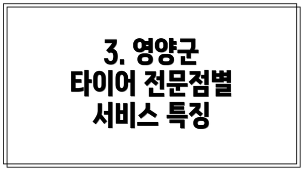 3. 영양군 타이어 전문점별 서비스 특징
