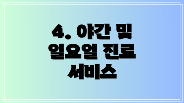 4. 야간 및 일요일 진료 서비스